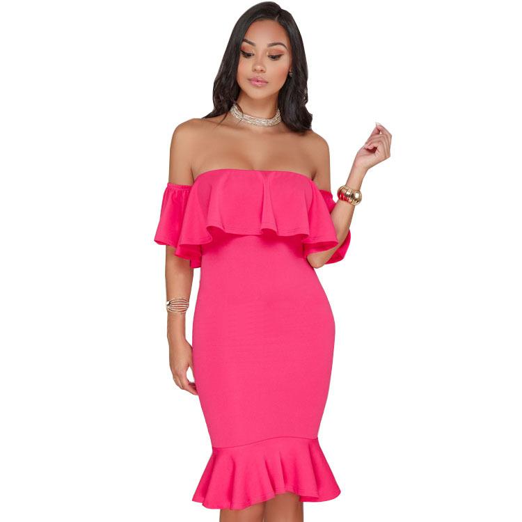 Elegant Yellow Off Shoulder Party Short Dress Women Sexy Backless Ruffles Sleeve Club Dresses Female Clothing - BRYLUXE