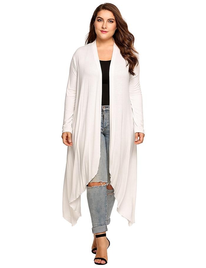 Women Cardigan Jacket Plus Size Autumn Open Front Solid Draped Lady Large Long Large Sweater Big Oversized L-5XL - BRYLUXE